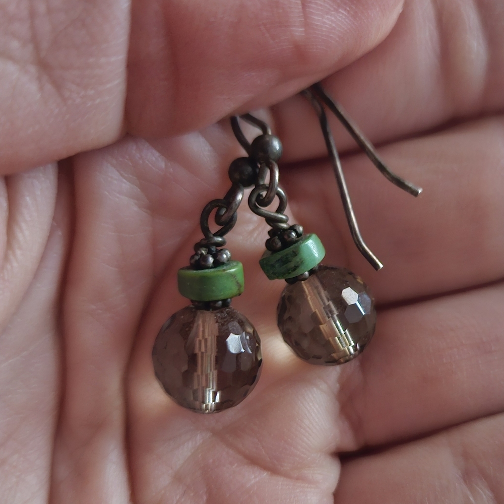 Handmade smokey quartz earrings